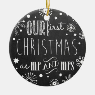 Unser erstes Weihnachten als Herr und Frau Keramik Ornament