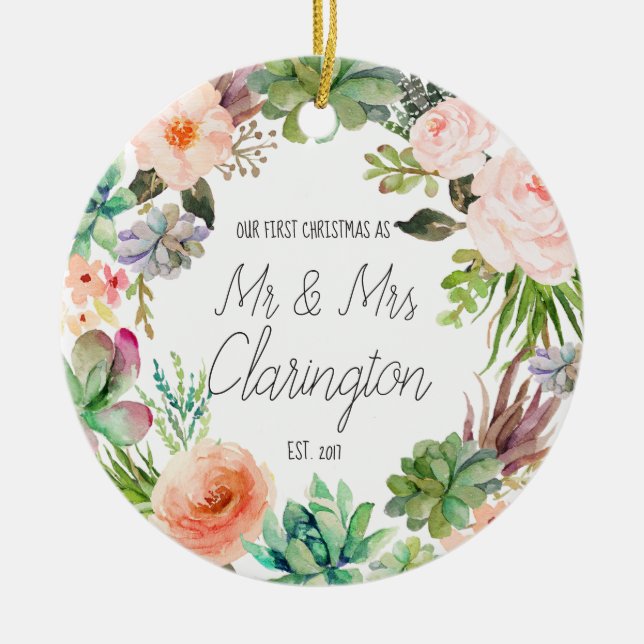 Unser erstes Weihnachten als Herr und Frau Keramikornament (Vorne)
