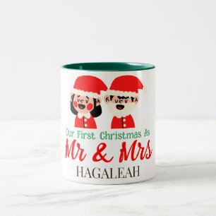 Unser erstes Weihnachten als Herr und Frau Neuverm Zweifarbige Tasse