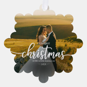 Unser erstes Weihnachten als Herr und Frau Ornament Karte