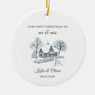 Unser erstes Weihnachten als Herr und Frau Schmuck Keramik Ornament