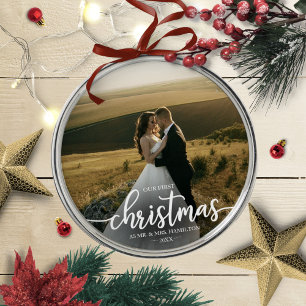 Unser erstes Weihnachten als Herr und Frau Simple Ornament Aus Metall