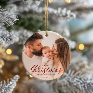 Unser erstes Weihnachten als Mama und Papa Familie Keramik Ornament