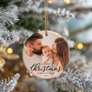 Unser erstes Weihnachten als Mama und Papa Familie Keramik Ornament