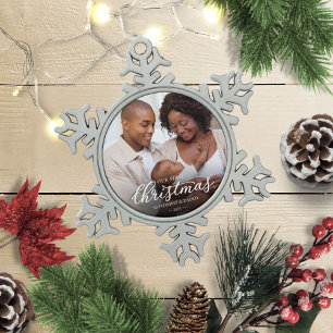 Unser erstes Weihnachten als Mama und Papa Familie Schneeflocken Zinn-Ornament