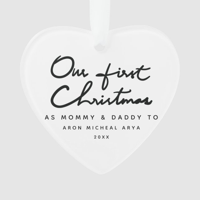 Unser erstes Weihnachten als Mama-und Vati-Chic Ornament (Vorderseite)