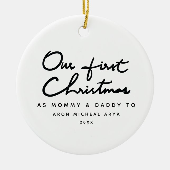 Unser erstes Weihnachten als Mama und Vati elegant Keramik Ornament (Vorne)