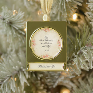Unser erstes Weihnachten als Mann und Frau Banner-Ornament Gold