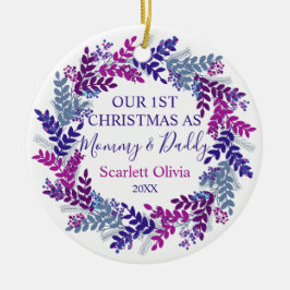 Unser erstes Weihnachten als Mommy Daddy Baby Wrea Keramik Ornament