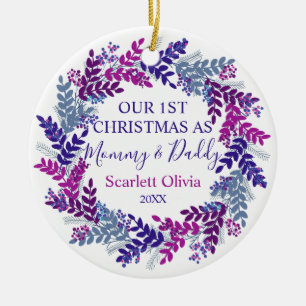 Unser erstes Weihnachten als Mommy Daddy Baby Wrea Keramik Ornament