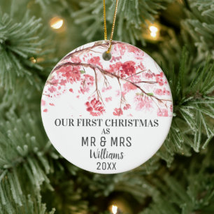 Unser erstes Weihnachten als MR & MRS Cherry Bloss Keramik Ornament