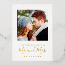 Unser erstes Weihnachten als Mr. & Mrs. Newlyweds Folien Feiertagskarte