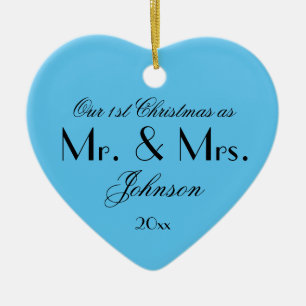 'Unser erstes Weihnachten als Mr & Mrs' Schwarz Aq Keramik Ornament