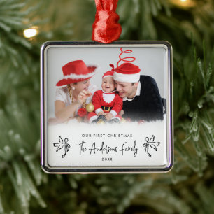 Unser erstes Weihnachten als neue Eltern Baby-Foto Ornament Aus Metall