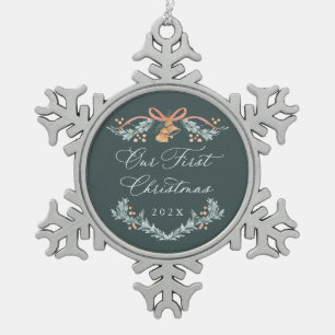 Unser erstes Weihnachten als Neuvermählte Erinneru Schneeflocken Zinn-Ornament