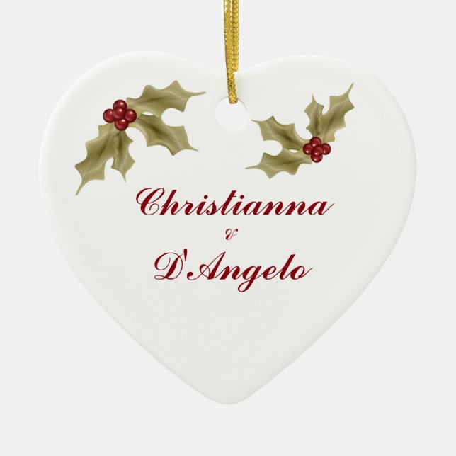 "Unser erstes Weihnachten/Ehemann und Ehefrau" Keramikornament (Vorne)