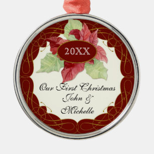 Unser erstes Weihnachten gemeinsam mit Poinsettia  Ornament Aus Metall