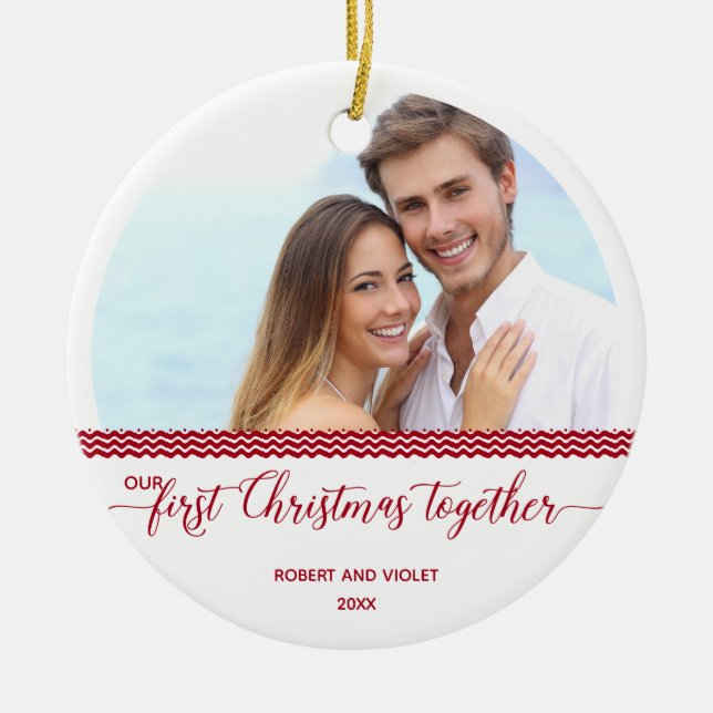 Unser erstes Weihnachten gemeinsam - Personalisier Keramik Ornament (Vorne)