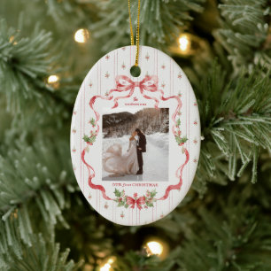 Unser erstes Weihnachten Grandmillennial-Bogen-Fot Keramik Ornament