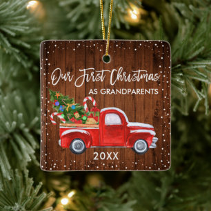 Unser erstes Weihnachten Großeltern LKW Holz Schne Keramikornament