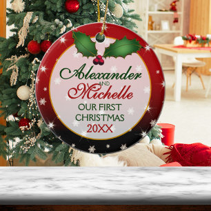 Unser erstes Weihnachten Hochzeitsbaumschmuck Keramikornament