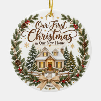 Unser erstes Weihnachten in unserem neuen Zuhause Keramik Ornament