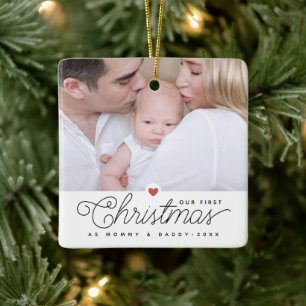 Unser erstes Weihnachten Mama und Papa 2 Fotos Keramikornament