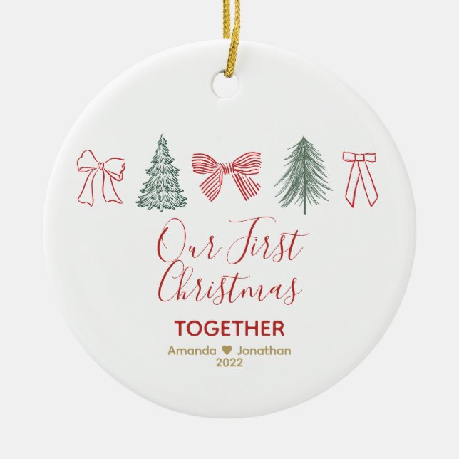 Unser erstes Weihnachten Minimalistischer Bogen &  Keramik Ornament (Vorne)