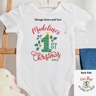 Unser erstes Weihnachten mit Namen, als Familie vo Baby Strampler