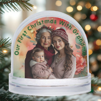 Unser erstes Weihnachten mit Oma Süßes Familienfot Schneekugeln