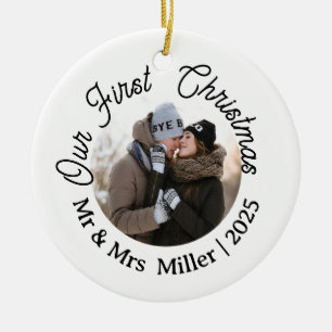 Unser erstes Weihnachten modernes Foto Neuvermählt Keramik Ornament