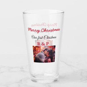Unser erstes Weihnachten Name Foto Hochzeit Verlob Glas