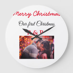 Unser erstes Weihnachten Name Foto Hochzeit verlob Große Wanduhr