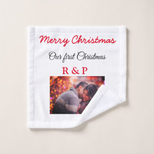 Unser erstes Weihnachten Name Foto Hochzeit Verlob Waschlappen