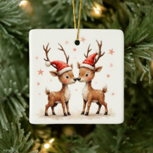 Unser erstes Weihnachten Süße Rentiere in Weihnach Keramikornament