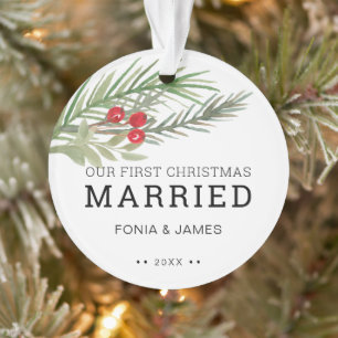 Unser erstes Weihnachten verheiratet Grünzeug Ornament