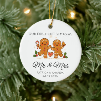 Unser erstes Weihnachten verheiratet Herr und Frau Keramik Ornament