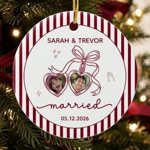 Unser erstes Weihnachten Verheiratet Personalisier Keramik Ornament