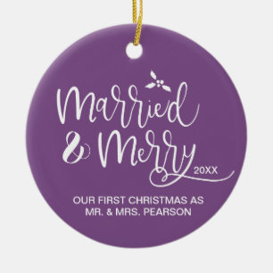 Unser erstes Weihnachten, verheiratet und Keramik Ornament