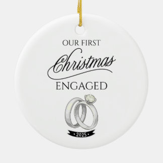 Unser erstes Weihnachten verlobt 2025 Keramik Ornament