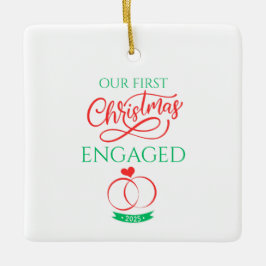 Unser erstes Weihnachten verlobt 2025 Keramikornament