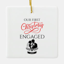 Unser erstes Weihnachten verlobt 2025 Keramikornament