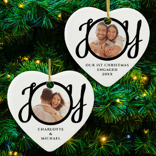 Unser erstes Weihnachten verlobt 2 Foto Herzform Keramik Ornament