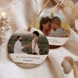 Unser erstes Weihnachten verlobt 2 Foto personalis Keramik Ornament