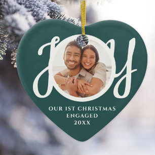 Unser erstes Weihnachten verlobt Foto Herzform Keramik Ornament