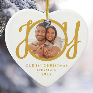 Unser erstes Weihnachten verlobt Foto Herzform Keramik Ornament