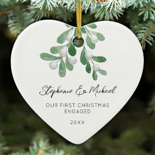 Unser erstes Weihnachten verlobt Mistel Herz Keramik Ornament