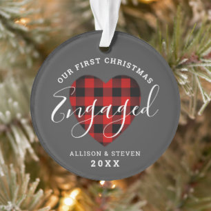 Unser erstes Weihnachten Verlobt rustikal Personal Ornament
