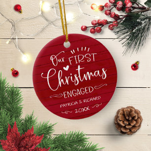 Unser erstes Weihnachten Verlobt Rustikales Bauern Keramik Ornament
