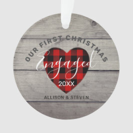 Unser erstes Weihnachten Verlobte rustikale Karier Ornament